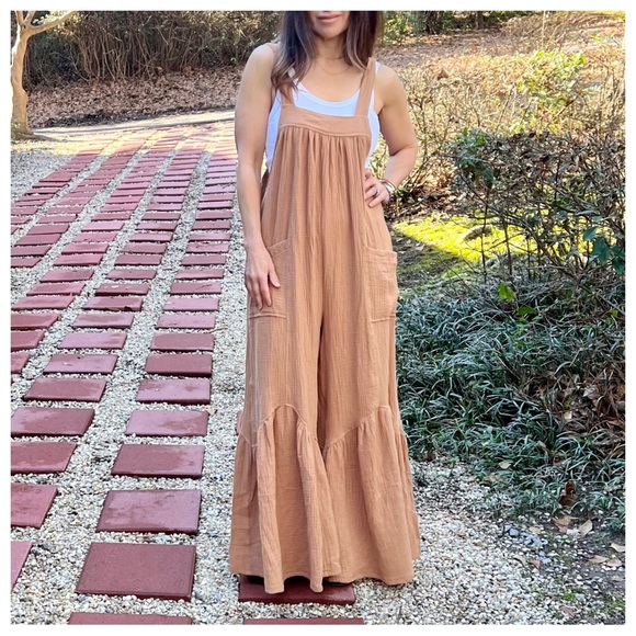 08 Boho -Cotton gauze solid fabric Wide leg
Jumpsuit - Picture 6 of 8